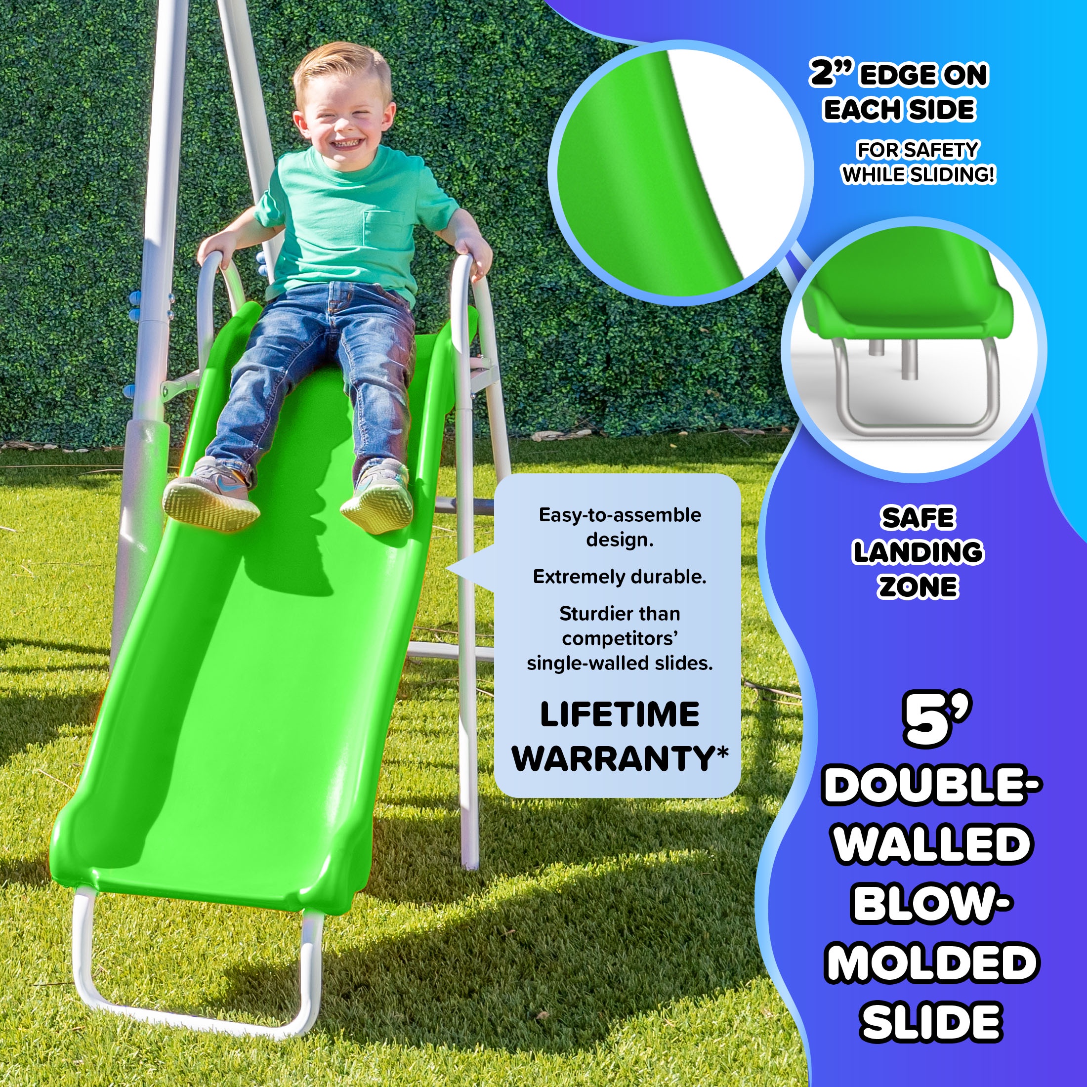 Sportspower Super Saucer Metal Swing Set with Slide photo 4