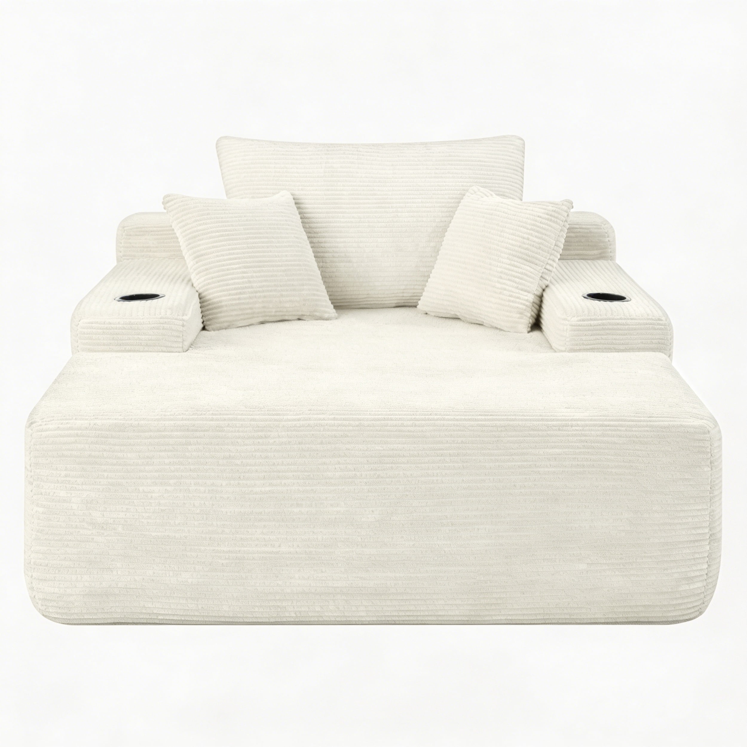 47.2'' No Assembly Compressed Sofa Chair, Deep Seat Chaise Lounge with Cup Holder & Storage Pocket, Boneless Sleeper Sofa Bed Armchair