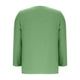 thumbnail image 4 of Wyobmus Women Fall Long Sleeve Tops Casual Oversize Solid Color Button-Up V Neck Ruched Blouse Shirt Top Size S-3X Green, 4 of 6