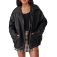 thumbnail image 1 of Chaqueta de piel sintética para mujer, chaqueta informal con cremallera, ropa de calle Vintage Kuymtek Negro T L para Mujer, 1 of 7