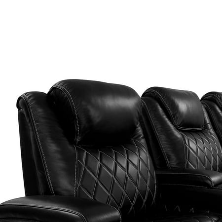 Valencia Theater Seating - Valencia Oslo XL Row of 4 Loveseat Left Premium Top Grain Nappa 11000 Leather Home Theater Seating - Black