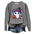 thumbnail image 2 of yueewhu Women's Halloween Sweatshirt Cute Ghost Graphic Pullover Tops Funny Novelty Pumpkin Print Crewneck Sweatshirts (Z01-Grey, L), 2 of 4