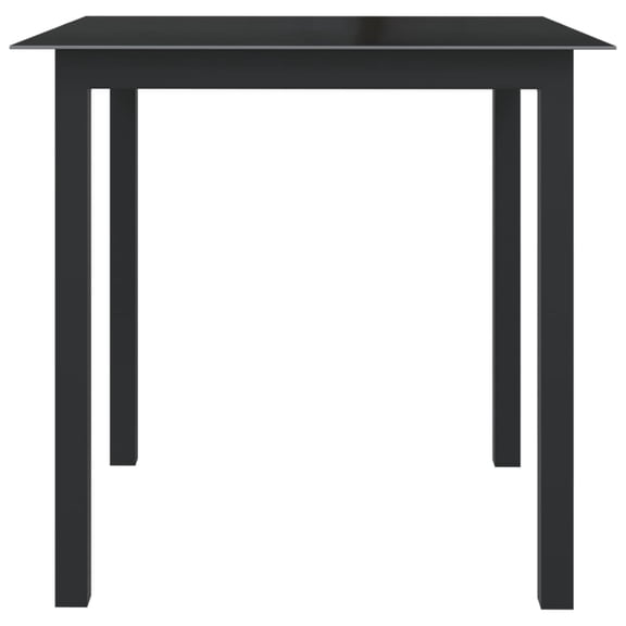 Casafoyer Patio Table Black 31.5"x31.5"x29.1" Aluminum and Glass
