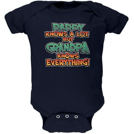 

Daddy Knows A Lot But Grandpa Knows Everything Soft Baby One Piece Navy 12 Month