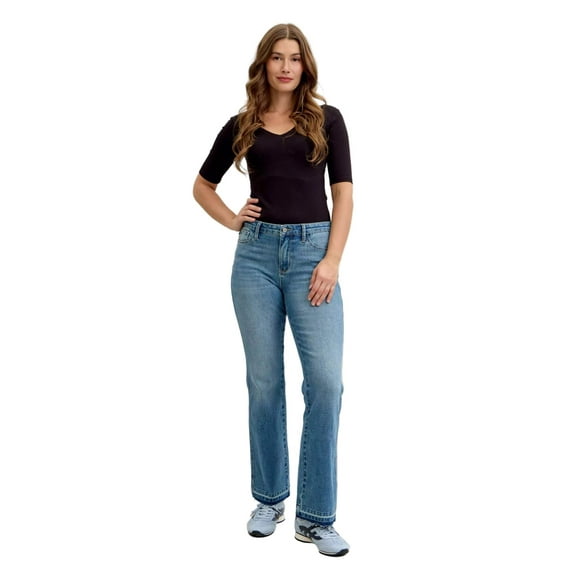 Judy Blue Full Size Mid Rise Slim Bootcut Tummy Control Release Hem Jeans Plus Size