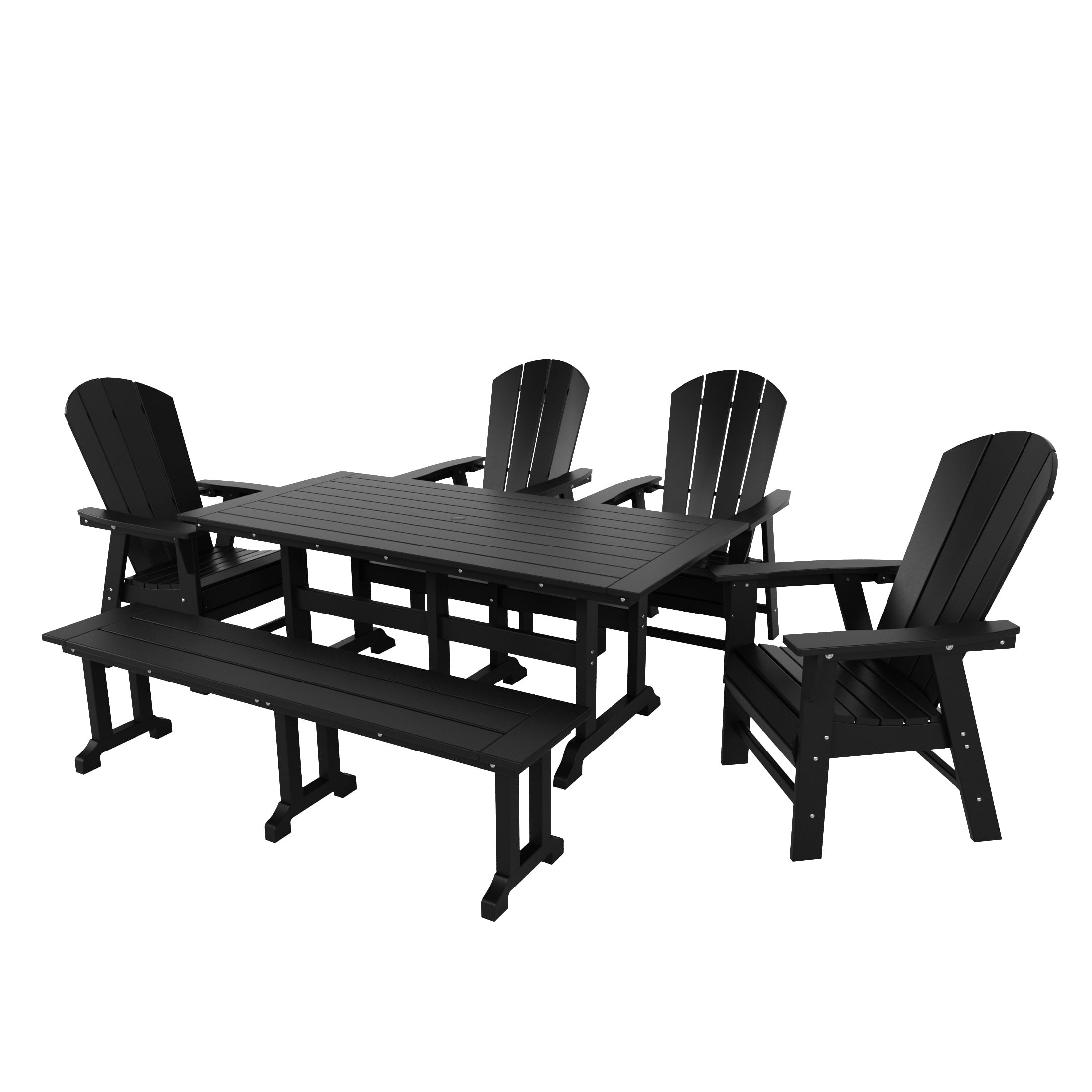 WestinTrends Malibu 6 Piece Adirondack Patio Dining Set with Bench, All