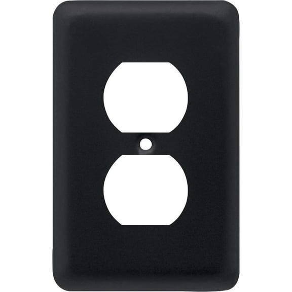 Franklin Brass Stamped Round (3-Pack) Outlet Covers Matte Black 1-Gang Wall Plate Single Duplex Switch Plates Electrical Guard W10249V-FB-C