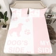 thumbnail image 2 of Homewish Pet Dog Lovers Twin Sheet Sets,Cartoon Puppy Dogs Twin Fitted Sheet,White Pink Flat Sheet Fot Girl Boys,Microfiber Bedroom Decor,3-Piece, 2 of 7