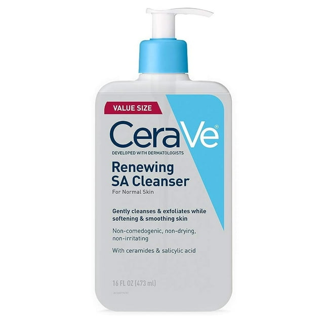 Limpiador CeraVe con ácido salicílico renovador con ácido hialurónico 480 ml