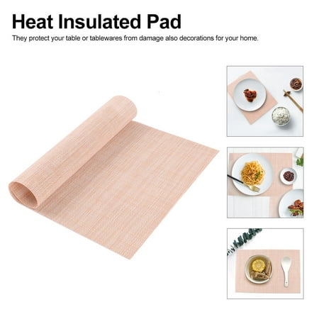 

Table Mat PVC 6Pcs PVC Heat Insulated Pad Table Mat Skid Resistance Bowl Dish Tableware Placemat for Home Hotel Restaurant (Beige Rectangle 30x45cm)