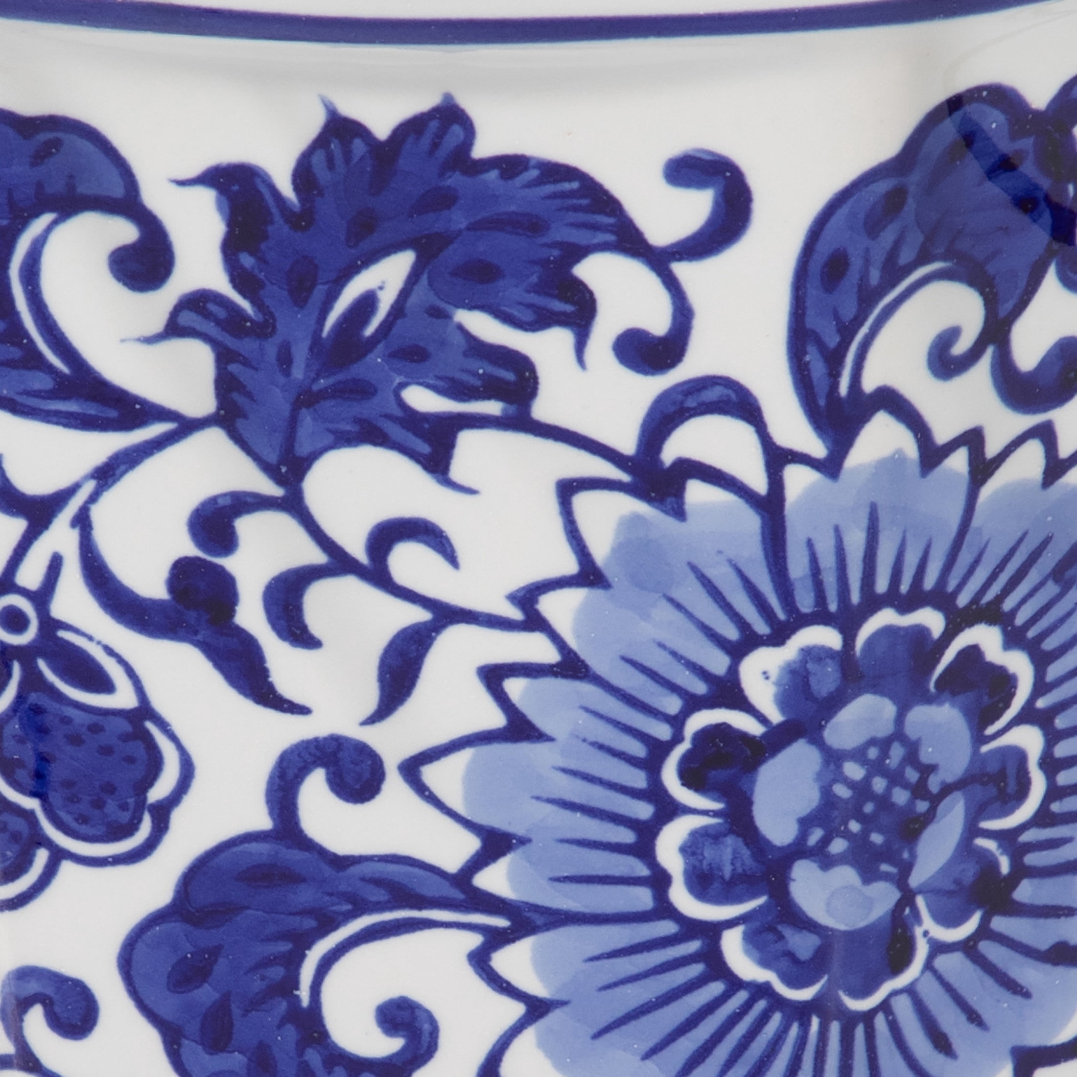 Decorative Chinoiserie Flower Pots for Home Décor - Elegant Ceramic Plant Pots for Outdoor and Indoor Plants - Garden Accent for Living Room, Entryway, or Patio - Set of 2, 8", 7", Blue & White