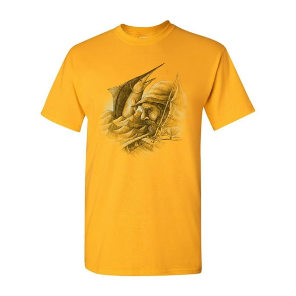 Old Man And The Sea Hemingway Fish Salih Gonenli Artworks Funny DT Adult T-Shirt Tee