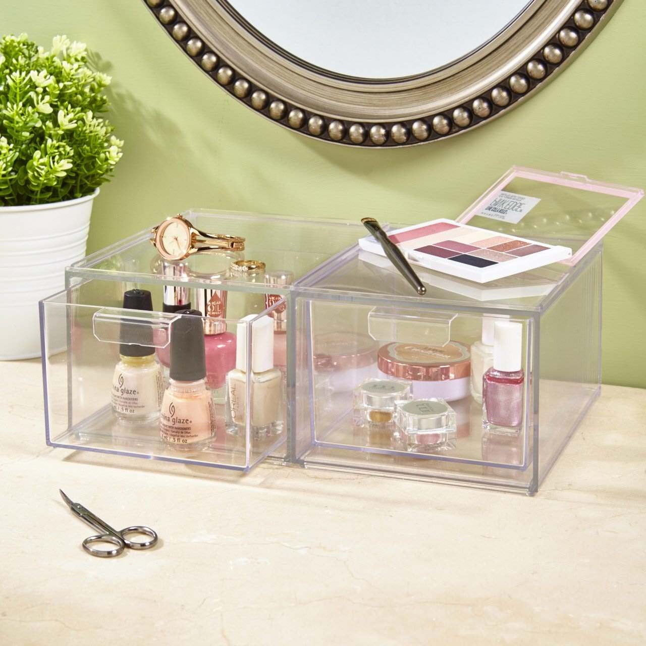  SpaceHacks 2 Pack Stackable Makeup Organizer and