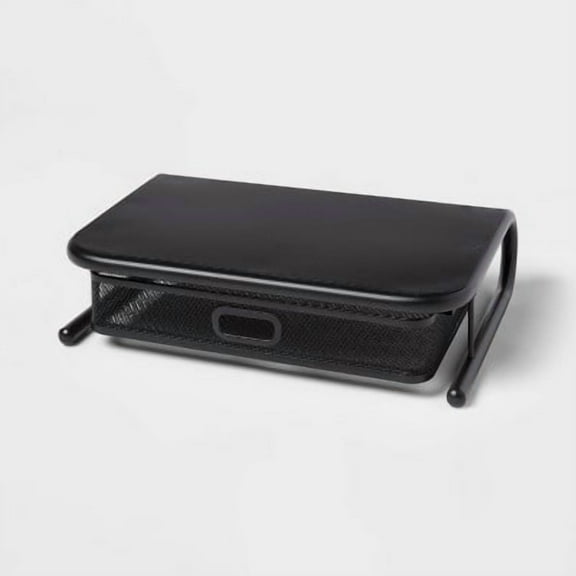 Mesh Monitor Stand with Drawer Black - Metal Monitor Riser, Desk Accessories, No Assembly Required