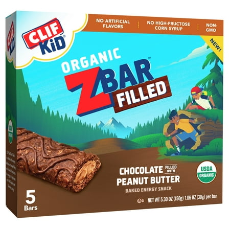 (2 Pack) Clif Kid® Organic ZBar Filled Chocolate Filled with Peanut Butter Baked Energy Snack 5 ct (Best Organic Energy Bars)