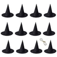 thumbnail image 2 of 12 Pack Black Witch Hats,Halloween Cloth Cone Decor with 328ft Hanging Rope,Durable Nylon for Indoor Outdoor Party Yard,14 Inch Tall Fits All Ages,Great for Festive Displays, 2 of 7
