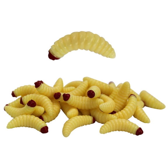 UDIYO 50Pcs Artificial Lure Worm Shape Lifelike PVC Eco-friendly Soft Fish Lure for Freshwater