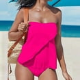 thumbnail image 2 of MGDXOX Tankini Swimsuits for Women Two Piece Bathing Suits Wrap Strapless Tankini Tops Bandeau Bathing Suit Blouson Swimsuit Pink XXXL, 2 of 5