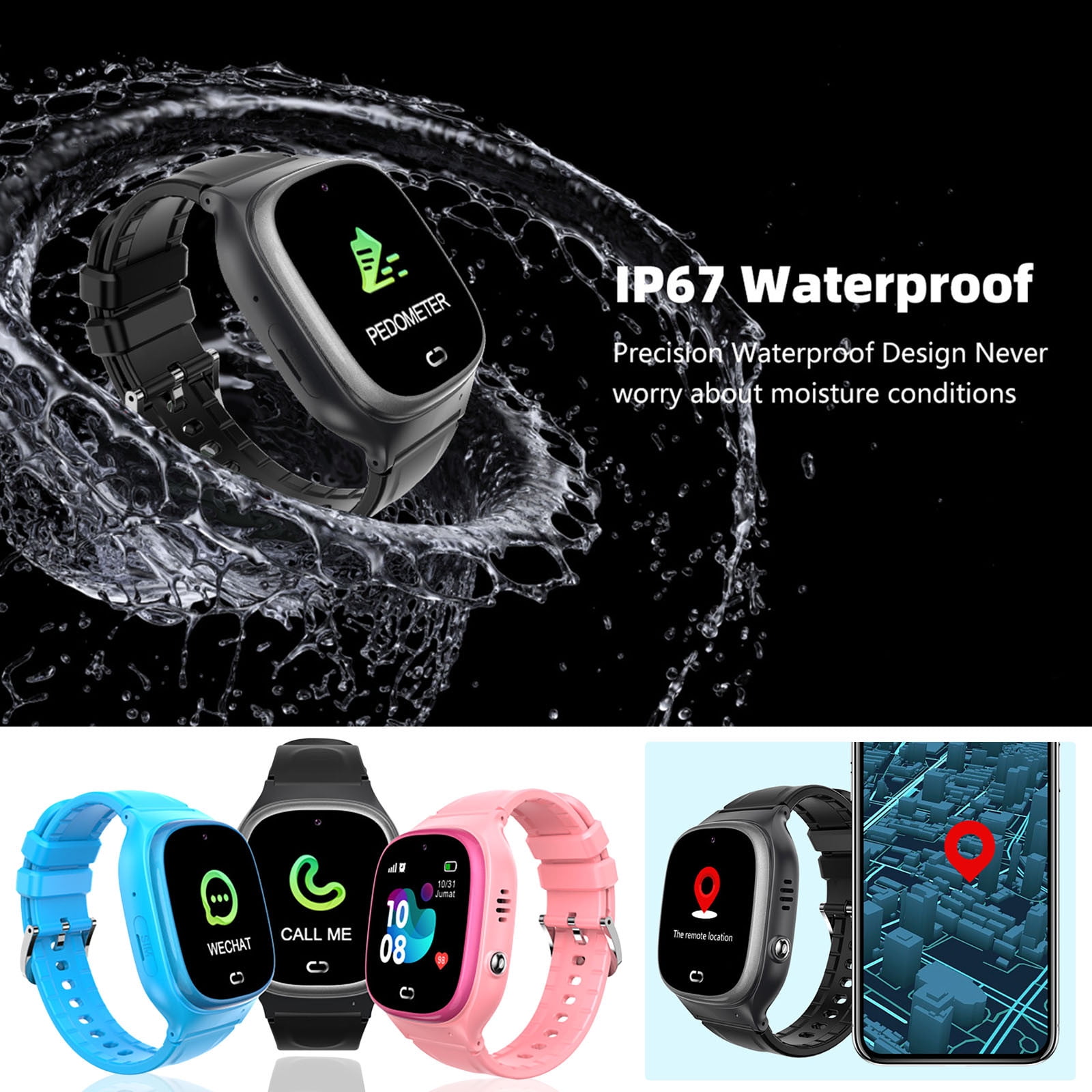Kids Waterproof Smart Watch Smart Watch for Kids Touchscreen Kids Watches with Video Alarm Camera Toys for Girls Boys 3-12 Years Old Birthday