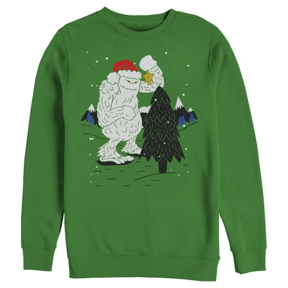 Men's Lost Gods Decorating wth Yeti  Sweatshirt Kelly Green Medium