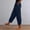 Dark Blue, variant on Wide Leg Pants Woman Casual Slub Cotton Short Stacked V Hem Loose Fit Straight Leg Trousers Flowy Pants