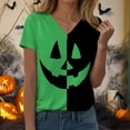 thumbnail image 6 of YDFCWXW Halloween Shirt for Women Shirt Funny Top Loose Fit V-Neck T-Shirt Short Sleeve Tee Green, XL, 6 of 7