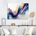 thumbnail image 2 of Designart Blue, Gold And Purple Splash Paint III Canvas Wall Art, 2 of 5