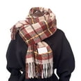 thumbnail image 5 of Splozh Neck Warmer Women Winter Tartan Scarf Ladies Warm Blanket Pashmina Shawl Red,One Size, 5 of 5