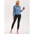 thumbnail image 7 of DARING DIVA Women's Long Sleeve Lightweight Frayed Hem Jean Shacket 2XL Blue, 7 of 7