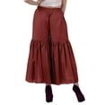 thumbnail image 4 of Moomaya Women's Elastic Waist Sharara Pants Cotton Loose Solid Color High Waist Dance Bottom, 4 of 6