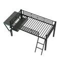 thumbnail image 2 of Kumix Twin Loft Bed with Desk, Gaming Mid Loft Bed with LED and Vented Mesh Underbed Storage for Teens Adults, Metal Low Gaming Bedframe with Guardrail and Ladder for Bedroom, Black, 2 of 8