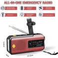 thumbnail image 5 of Newest Prociv Solar Emergency Wind Up Radio, Portable Hand Crank AM/FM Radio with SOS Alarm LED Torch, 2000mAh Rechargeable Power Bank USB Phone Charger Flashlight for Camping (Red), 5 of 9
