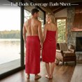 thumbnail image 3 of RIVERSIDE 2 Pack Oversized Bath Sheets 35x70 Soft Quick Dry 600 GSM Ribbed Cotton Towels - Red/Hunter Green, 3 of 8