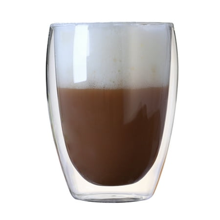 Heat Treated Water Glass - 350ML Double Layer Glass Heat Resistant Water Coffee Cup Heat Insulation Tea Cup - Transparent