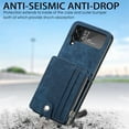 thumbnail image 7 of Zipper Back Wallet Case for Samsung Galaxy Z Flip 4, Detachable Card Slots Pocket Magnetic Classic Cover with Kickstand Soft Silicone Shockproof Anti-Scratches Folding Case, Blue, 7 of 7