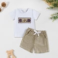thumbnail image 2 of Yindaity Boy Summer Outfits Toddler Baby Boy Summer Clothes T Shirt Elastic Waist Pockets Shorts Set(White,6-12 Months), 2 of 6