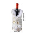 thumbnail image 3 of Beautynvta Christmas Wine Bottle Covers Bag, White Plush Dress Clothes Wine Bottle Cover with Gold Snowflake, for Home Dinner Party Festival Table Decor, 3 of 6