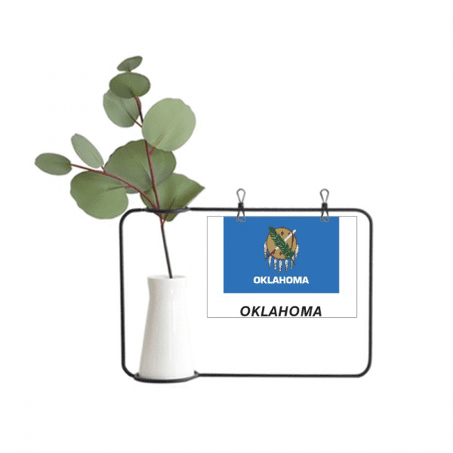 État Drapeau Contour Oklahoma Métal Cadre Photo Cerac Vase Décor