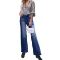 thumbnail image 6 of luvamia Wide Leg Jeans for Women Stretch High Wasited Bell Bottom Baggy Y2K Pants Dark Blue Size 2, 6 of 10