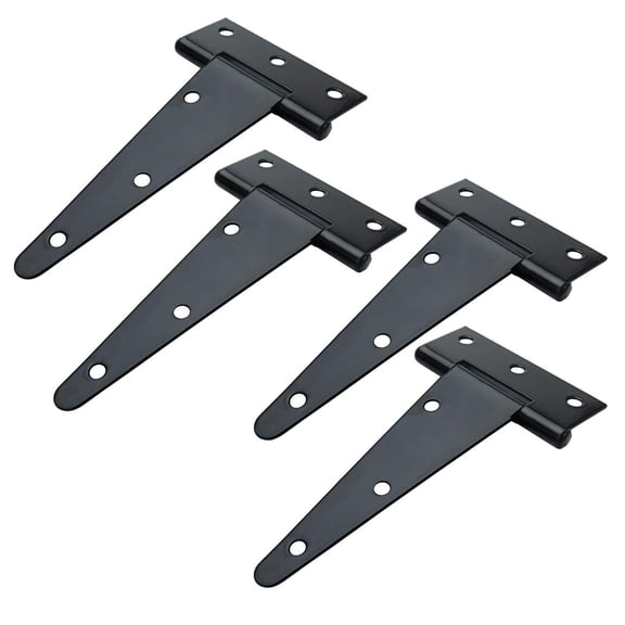 TamBee T-Strap Barn Door Hinges Shed Door Heavy Duty Hinges Gate Strap Hinges Black Wrought Hardware Iron Rustproof (5inch, 4 PCS) C63