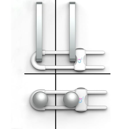 QT BABY 6 Pack White Baby Proofing Cabinet Locks Adjustable U Shaped Baby Safety Latches for Drawers Fridge Closet Modern Baby Proofing Cabinet Lock with Extra Secure Lock Buttons