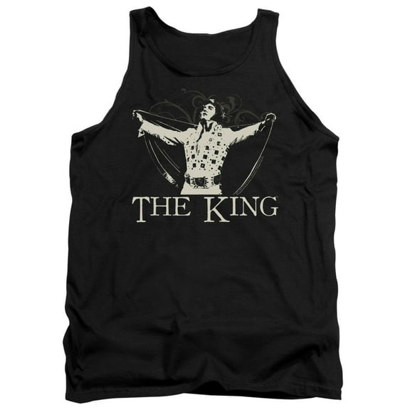 Trevco ELV812-TK-1 Elvis Presley & Ornate King Adult Tank Top, Black - Small