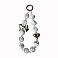 thumbnail image 2 of Blueek Acrylic Beaded Keychain Pendant - 5.9 in - Fancy Beaded Cell Phone Wrist Strap, Anti-Lost Lanyard, Glossy Bow & Pearl Design,Gray, 2 of 6