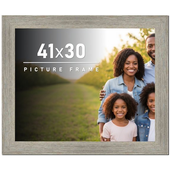 41x30 Frame Gray Barnwood Rustic Solid Wood Picture Frame | 1.5 Inch Moulding Width | Includes UV