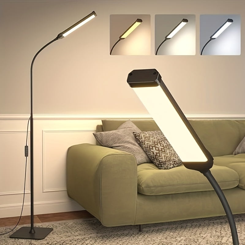 Floor Lamp, LED Floor Lamps for Living Room, Stepless Adjust Color Temperatures & Brightness Standing Lamp with Touch Control Tall Lamps Adjustable Gooseneck Reading Floor Lamp (Black)