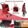 thumbnail image 3 of YRLLENSDAN 4 Wheels Dog Strollers Pet Strollers Cat Strollers with Cup Holder & Removable Liner Waterproof Doggy Stroller for Small Medium Dogs, Red, 3 of 7