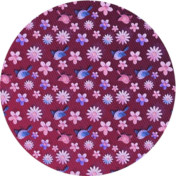 Ahgly Company Indoor Round Patterned MediumOrchid Purple Area Rugs, 5' Round