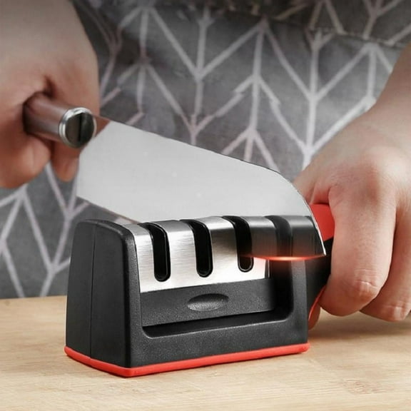 Manual Knife Sharpener, 3-Stage Tool for Sharpening Dull Blades, Compact Design for Easy Storage in Kitchen Drawer