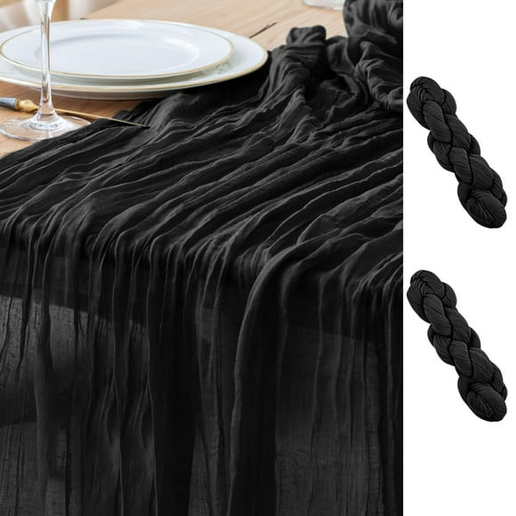Table Runner Ase'm Cheesecloth, gasa bohemio negra de 3 m de largo