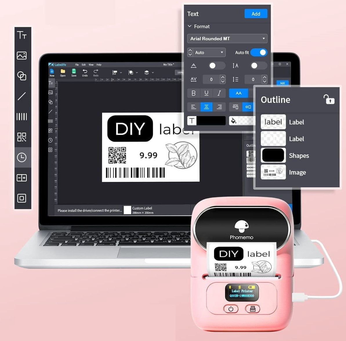 M110 Pink Mini Thermal Label Printer